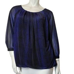 Jaclyn Smith Blouse Womens Large Sheer Purple & Black Top